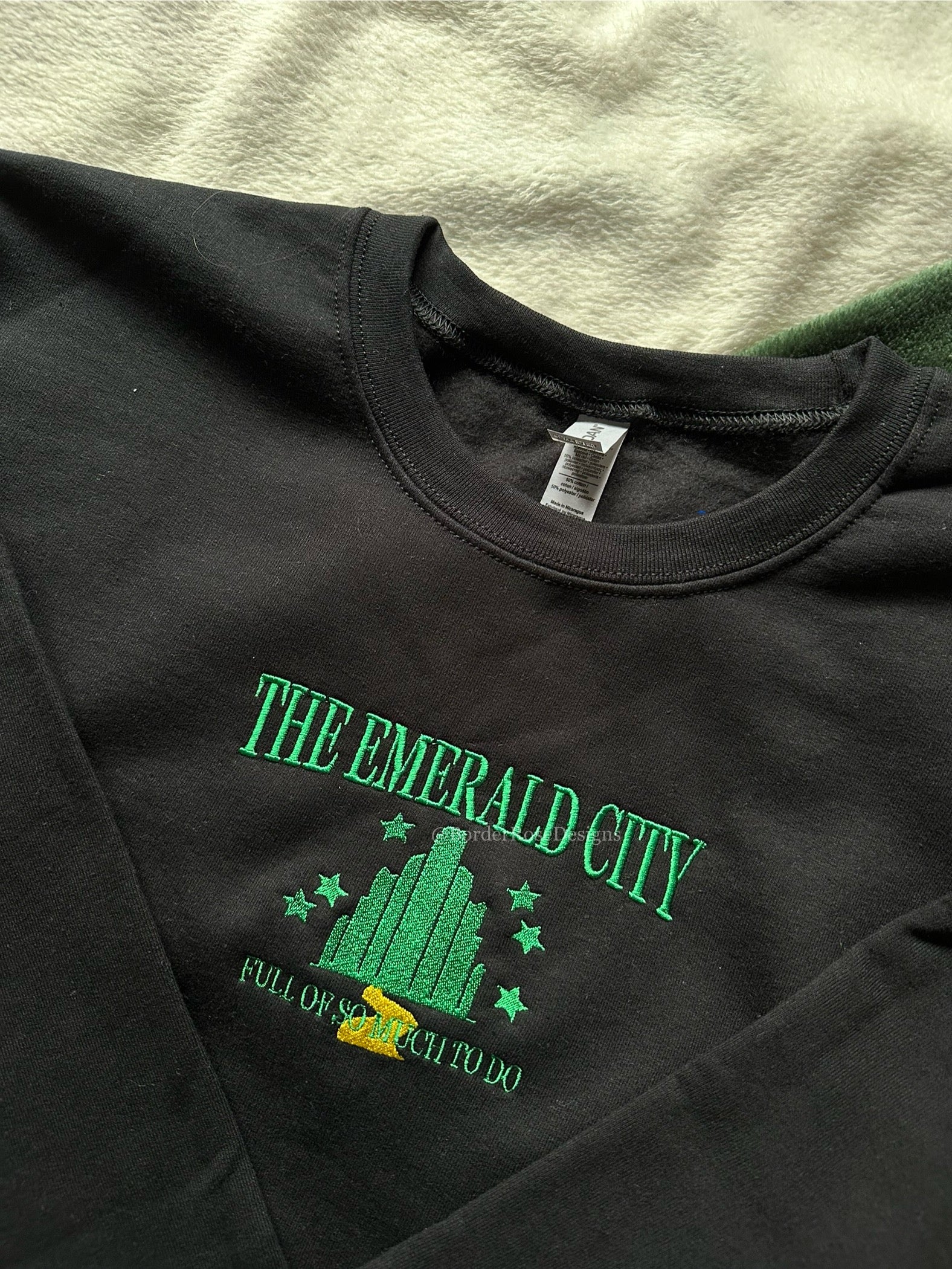 The Emerald City One Short Day Wicked Embroidered Sweatshirt