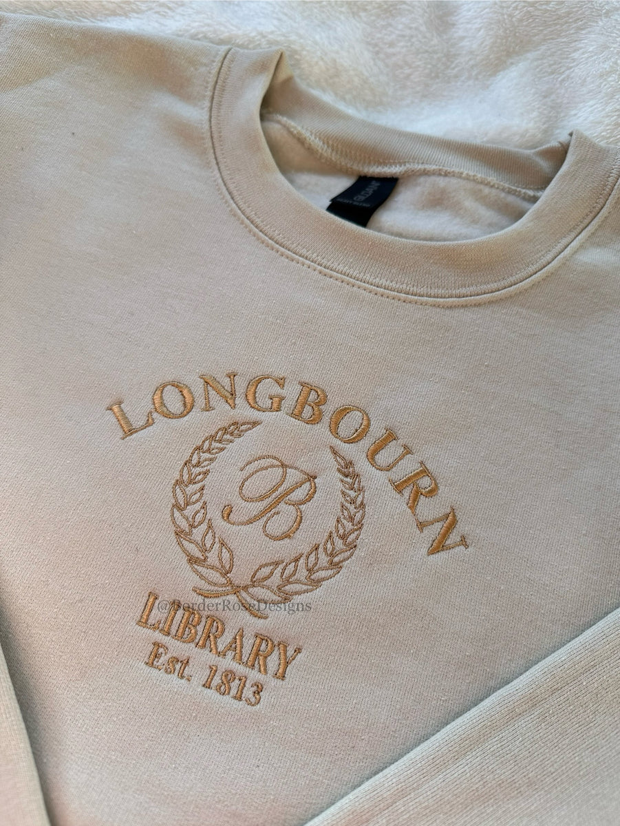 Longbourn Library Longbourn Library Unisex Embroidered Sweatshirt – borderrosedesigns