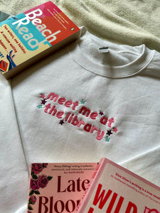 Meet Me At The Library Unisex Embroidered Sweatshirt