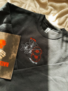 Lily White and Poppy Red Flowers Hadestown Unisex Embroidered Sweatshirt