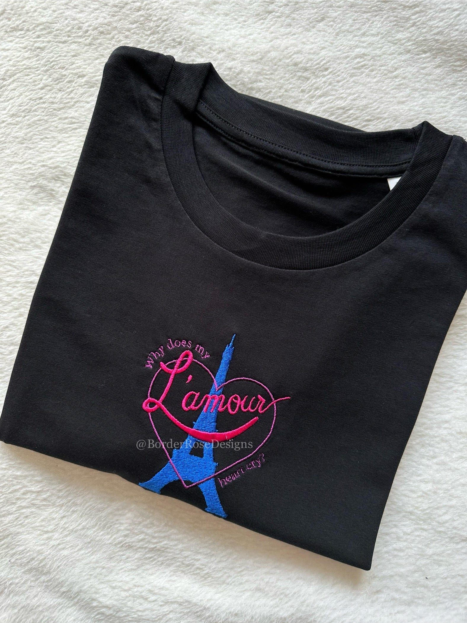 L'Amour Moulin Rouge Unisex Embroidered T Shirt