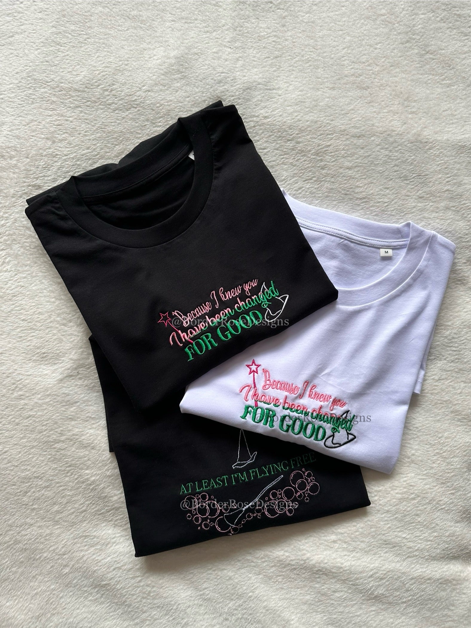 Flying Free Defying Gravity Wicked  Unisex Embroidered T Shirt