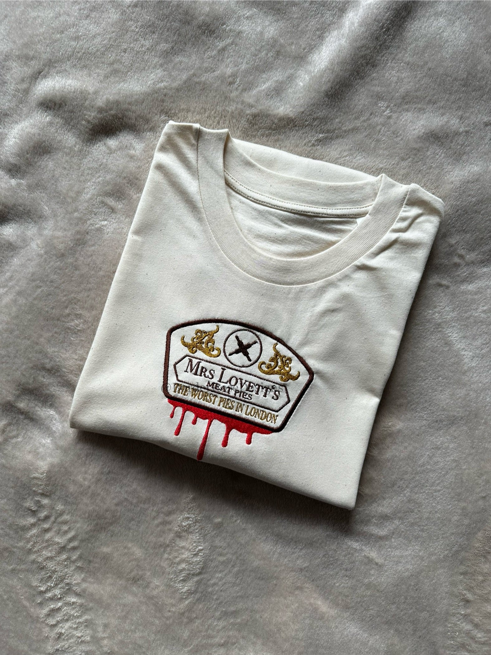Mrs Lovett's Meat Pies Sweeney Todd  Unisex Embroidered T Shirt