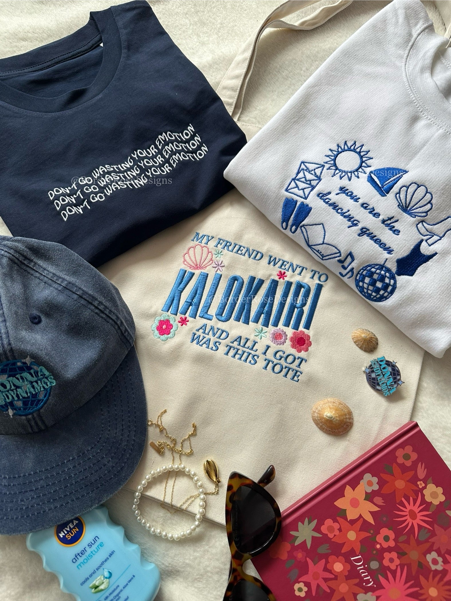 Kalokairi Souvenir Embroidered Tote Bag