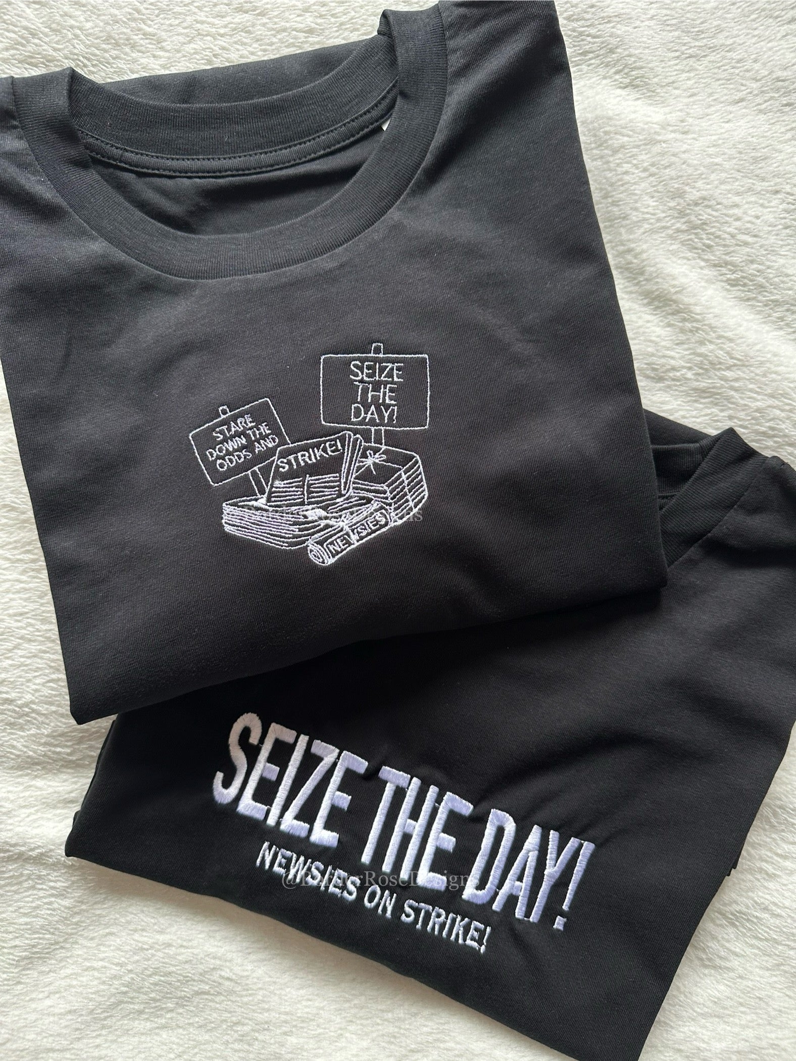 Seize The Day Newsies Unisex Embroidered T Shirt