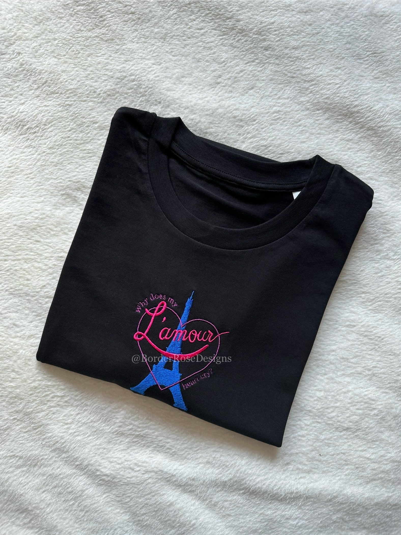 L'Amour Moulin Rouge Unisex Embroidered T Shirt