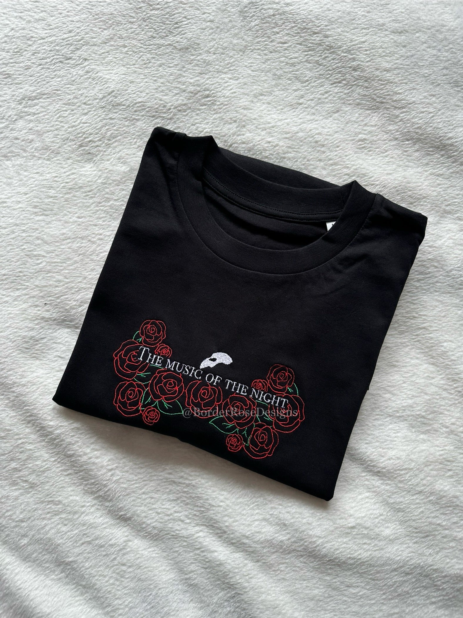 Music of the Night Phantom of the Opera Unisex Embroidered T Shirt