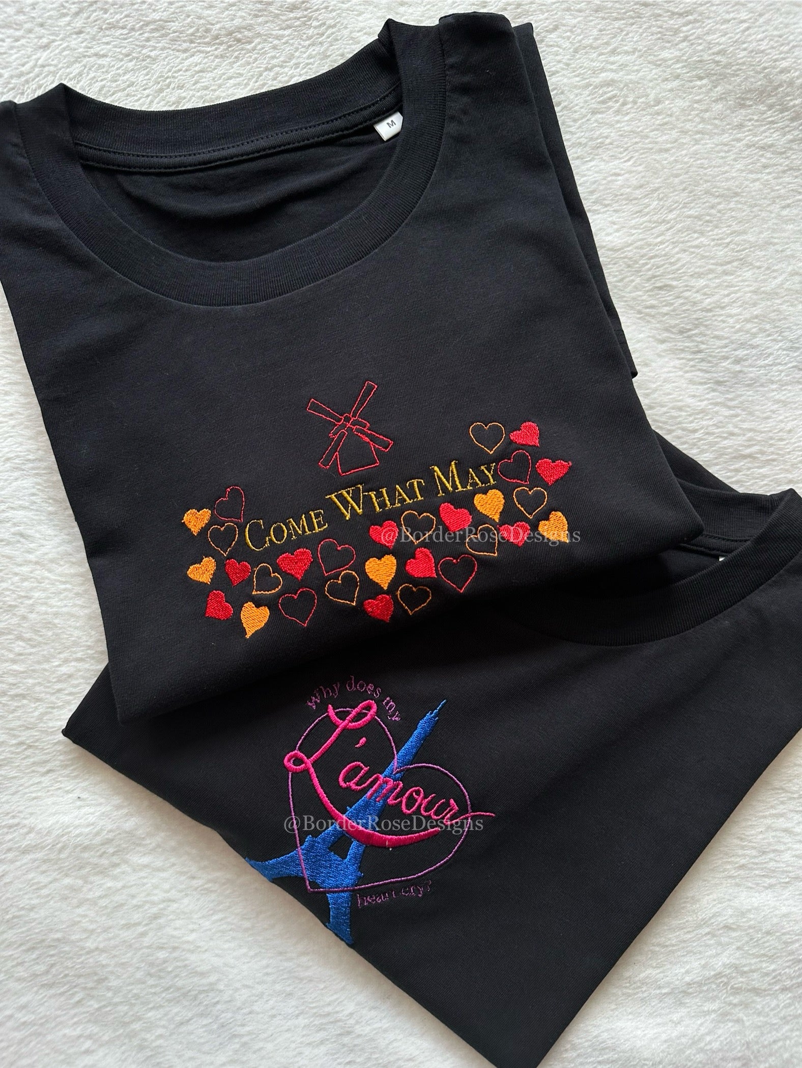 L'Amour Moulin Rouge Unisex Embroidered T Shirt