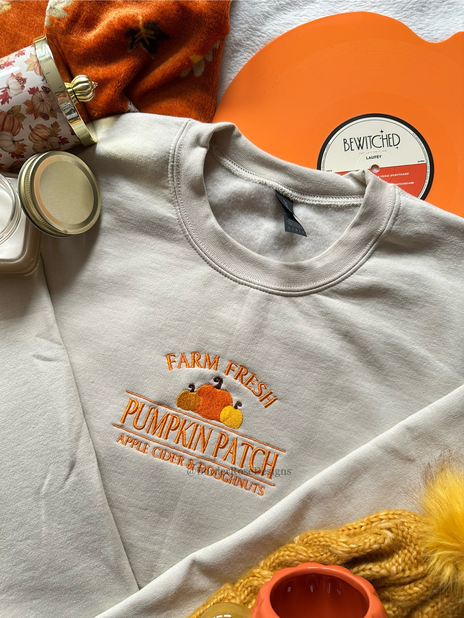 Farm Fresh Pumpkin Patch Unisex Embroidered Sweatshirt