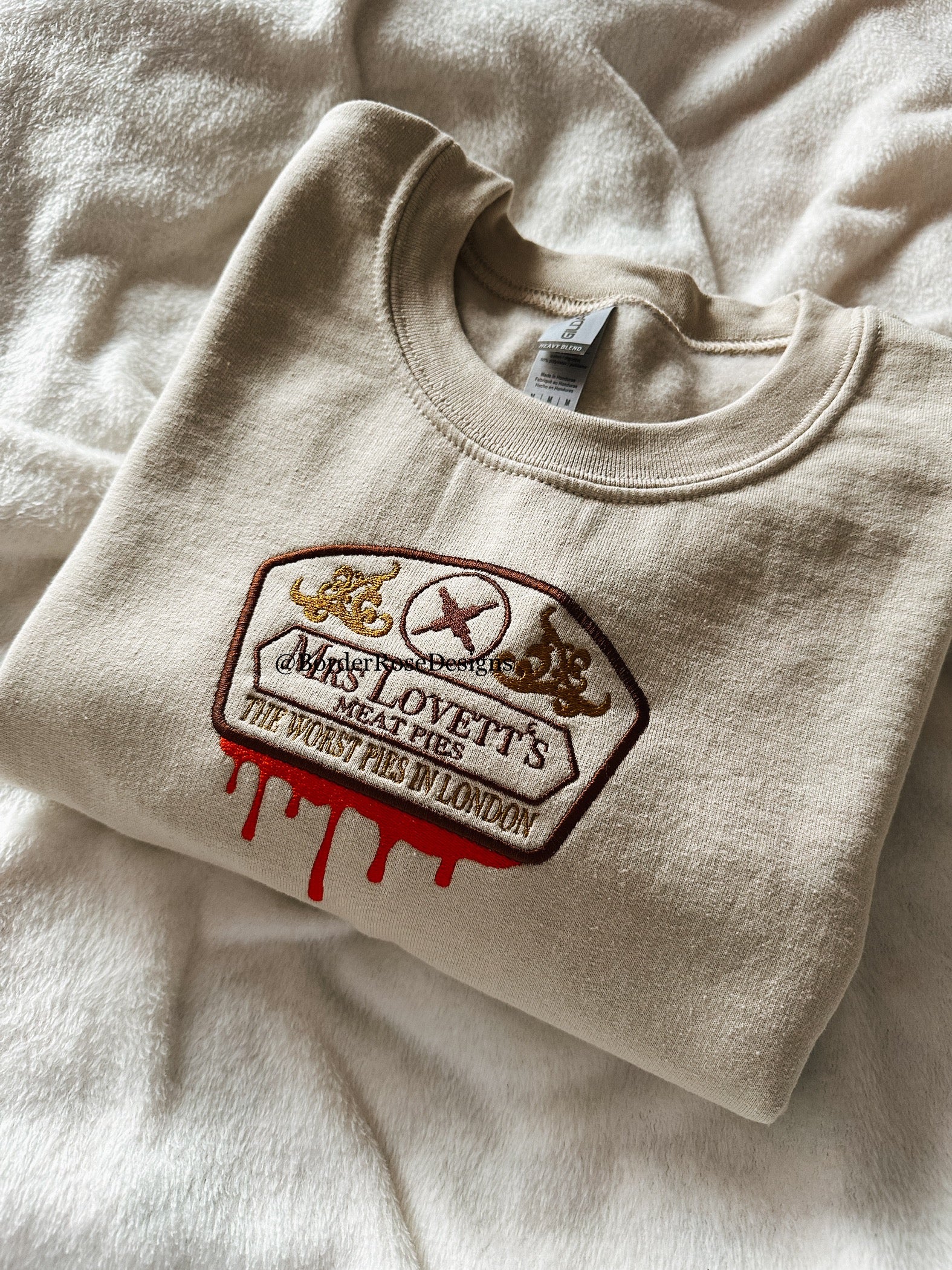 Mrs Lovett's Meat Pies Sweeney Todd Unisex Embroidered Sweatshirt