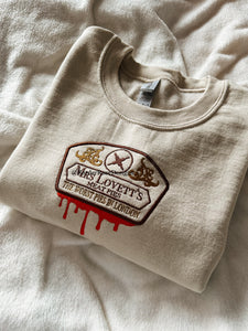 Mrs Lovett's Meat Pies Sweeney Todd Unisex Embroidered Sweatshirt
