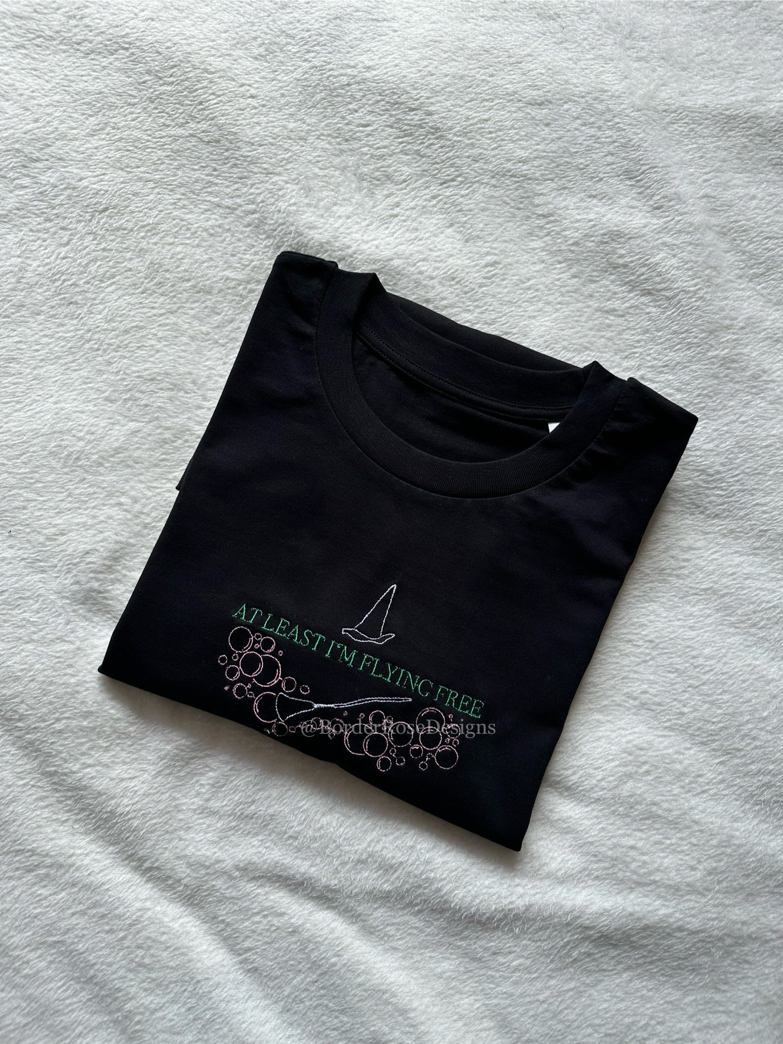 Flying Free Defying Gravity Wicked  Unisex Embroidered T Shirt