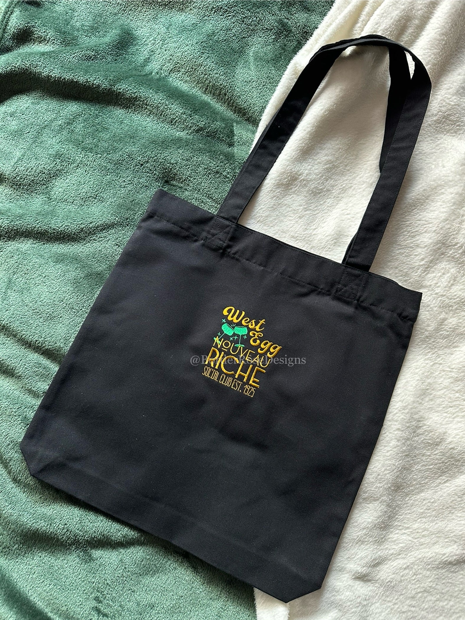 West Egg Noveau Riche Great Gatsby Embroidered Tote Bag