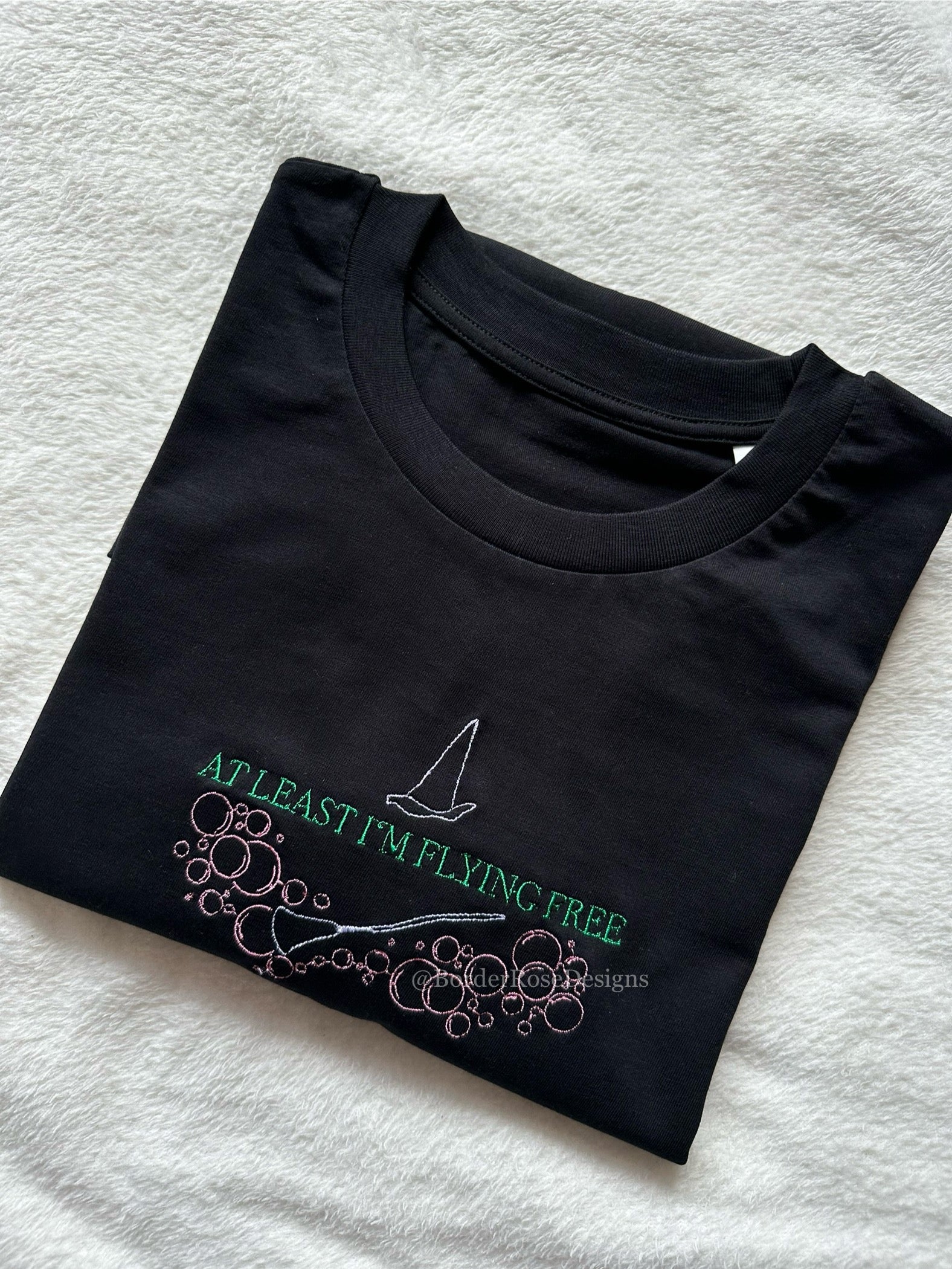 Flying Free Defying Gravity Wicked  Unisex Embroidered T Shirt