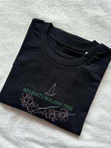 Flying Free Defying Gravity Wicked  Unisex Embroidered T Shirt