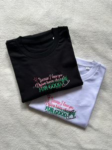 For Good Wicked  Unisex Embroidered T Shirt