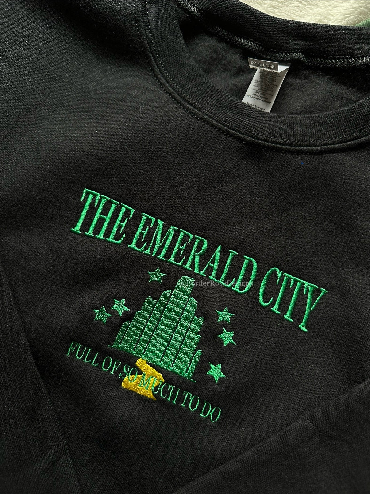 The Emerald City One Short Day Wicked Embroidered Sweatshirt