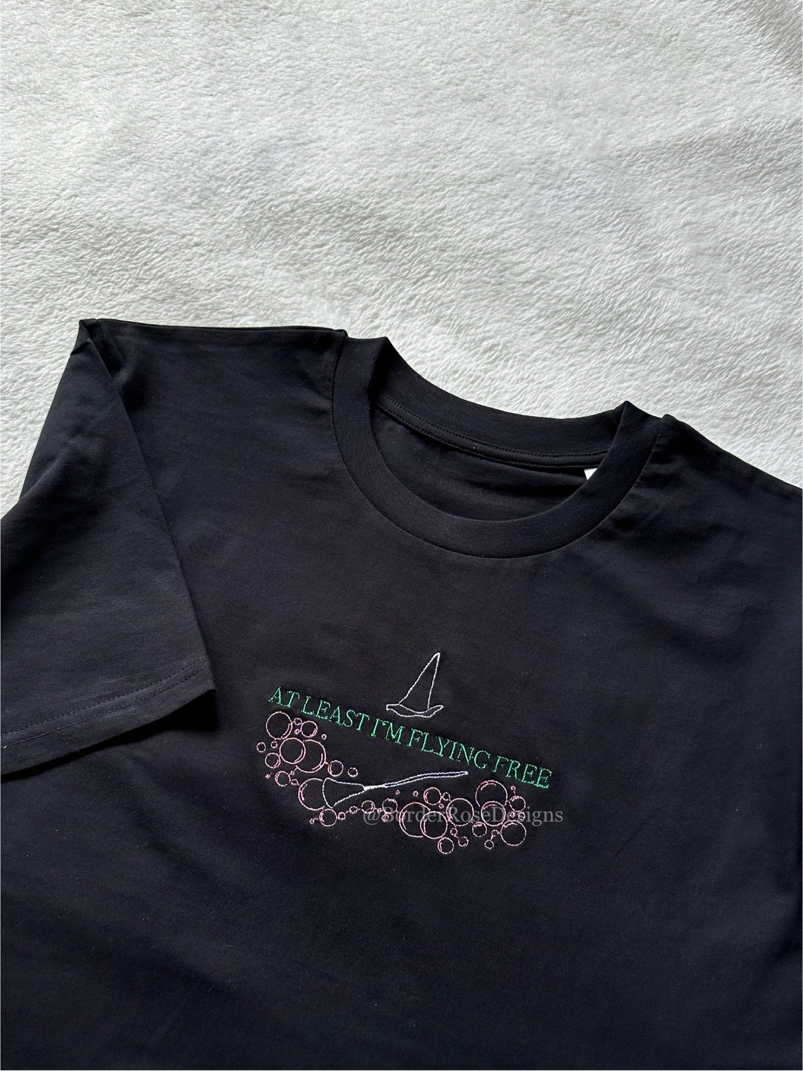 Flying Free Defying Gravity Wicked  Unisex Embroidered T Shirt