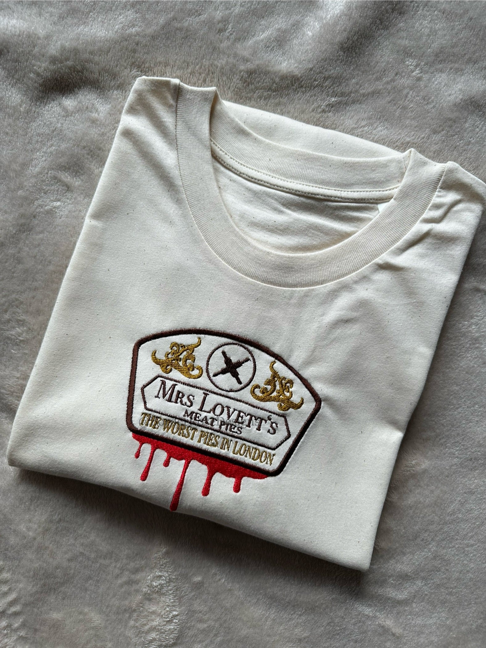 Mrs Lovett's Meat Pies Sweeney Todd  Unisex Embroidered T Shirt