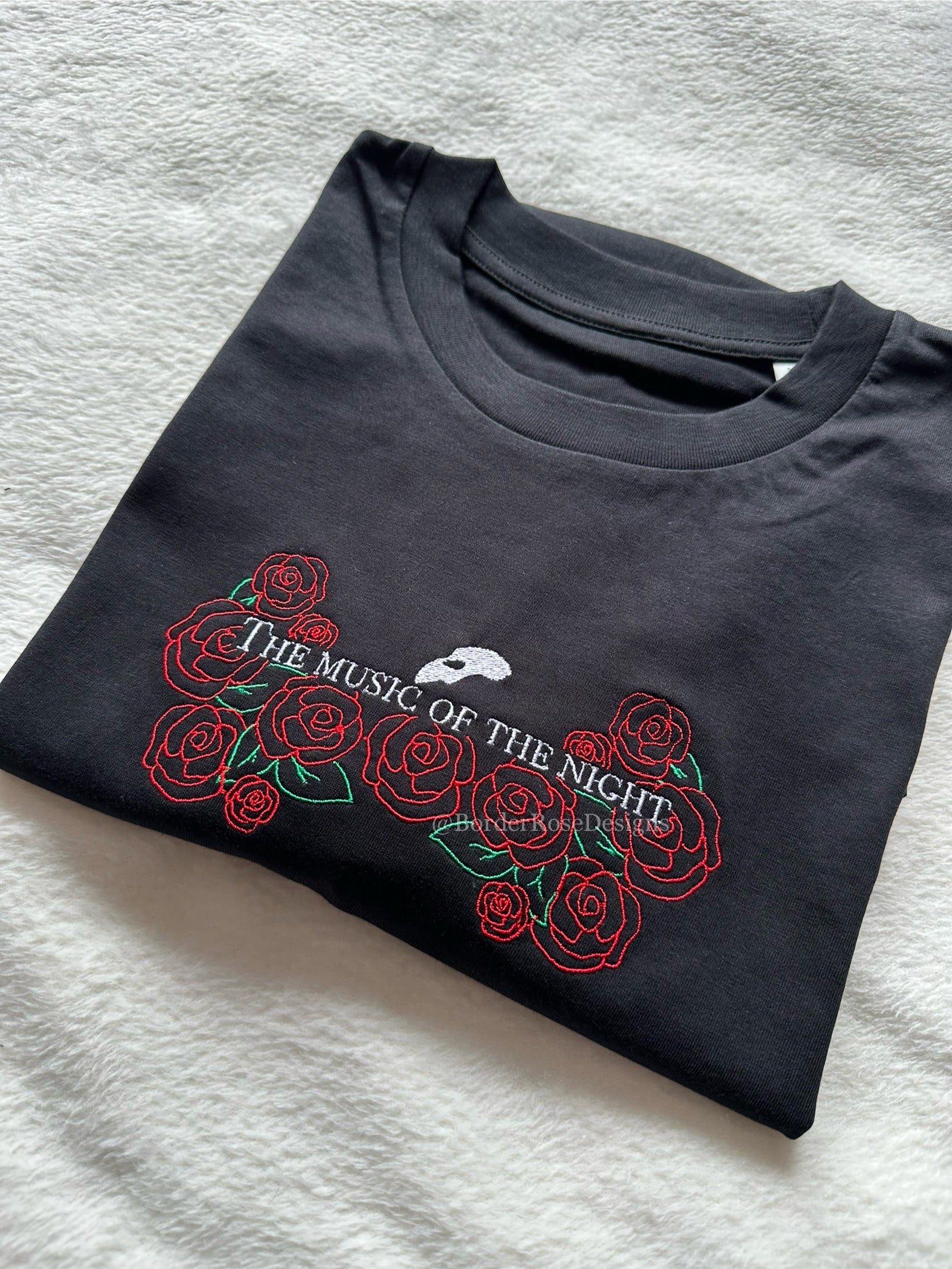 Music of the Night Phantom of the Opera Unisex Embroidered T Shirt