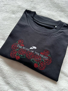 Music of the Night Phantom of the Opera Unisex Embroidered T Shirt