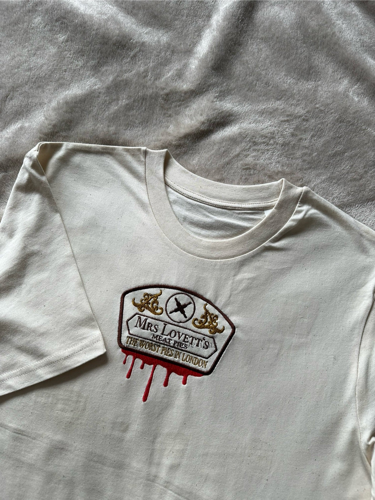 Mrs Lovett's Meat Pies Sweeney Todd  Unisex Embroidered T Shirt