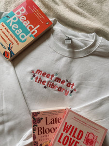 Meet Me At The Library Unisex Embroidered Sweatshirt