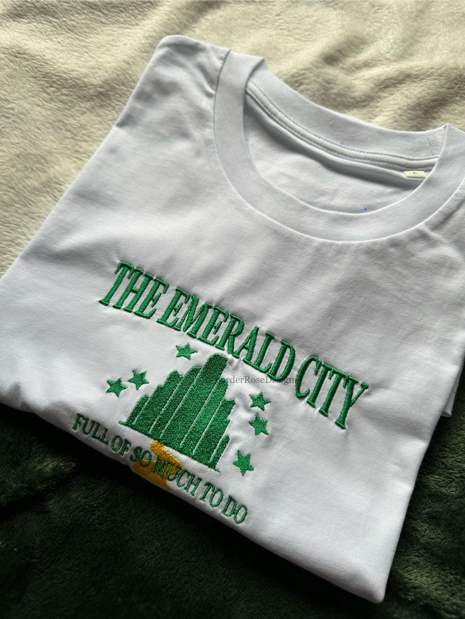 The Emerald City One Short Day Wicked Unisex Embroidered T Shirt
