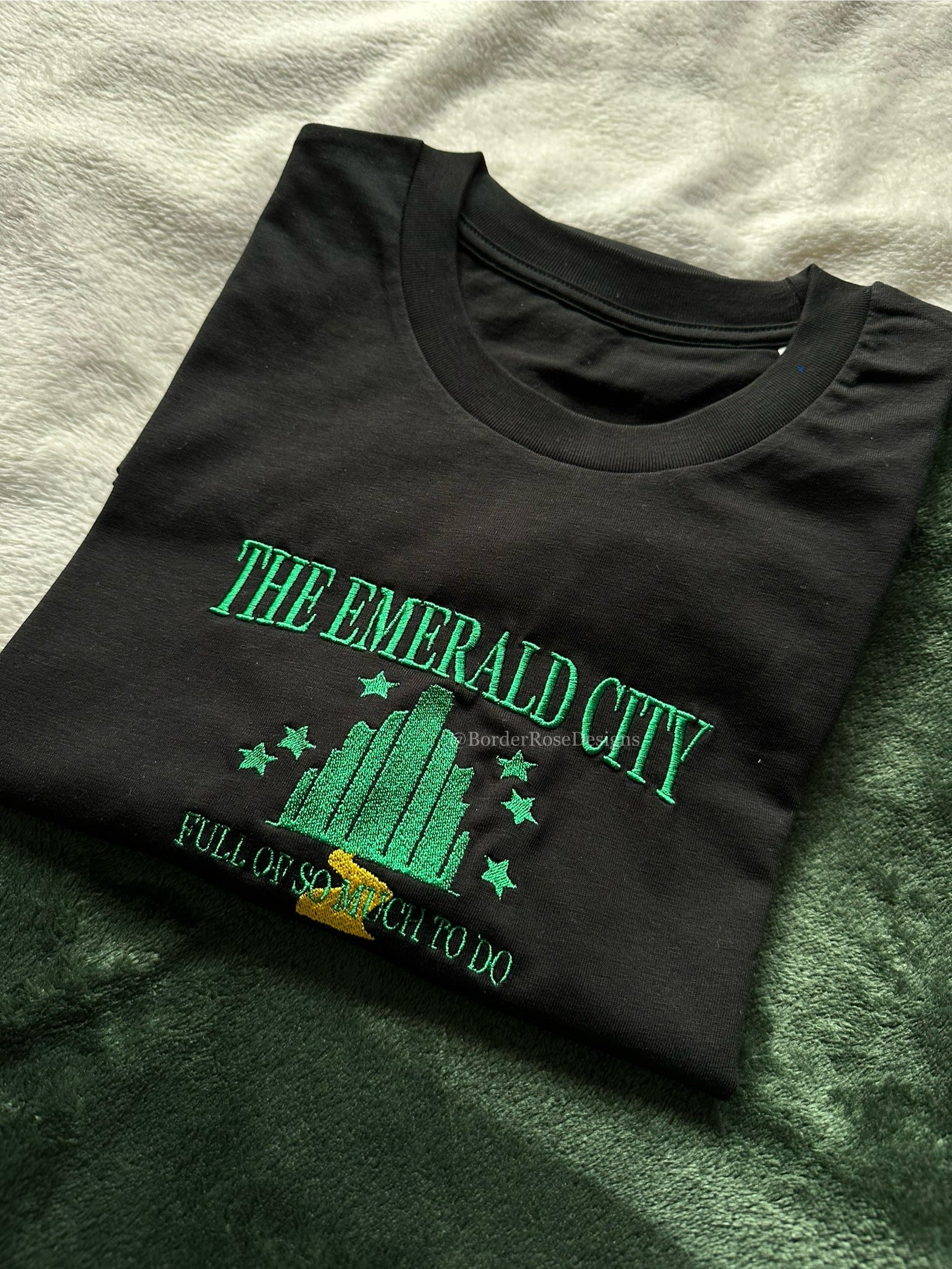 The Emerald City One Short Day Wicked Unisex Embroidered T Shirt