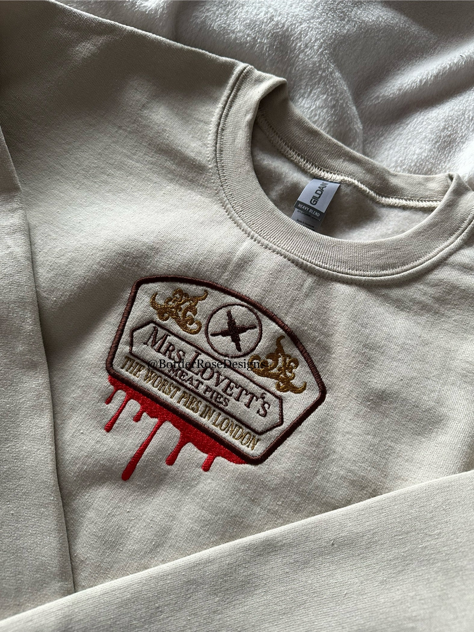 Mrs Lovett's Meat Pies Sweeney Todd Unisex Embroidered Sweatshirt