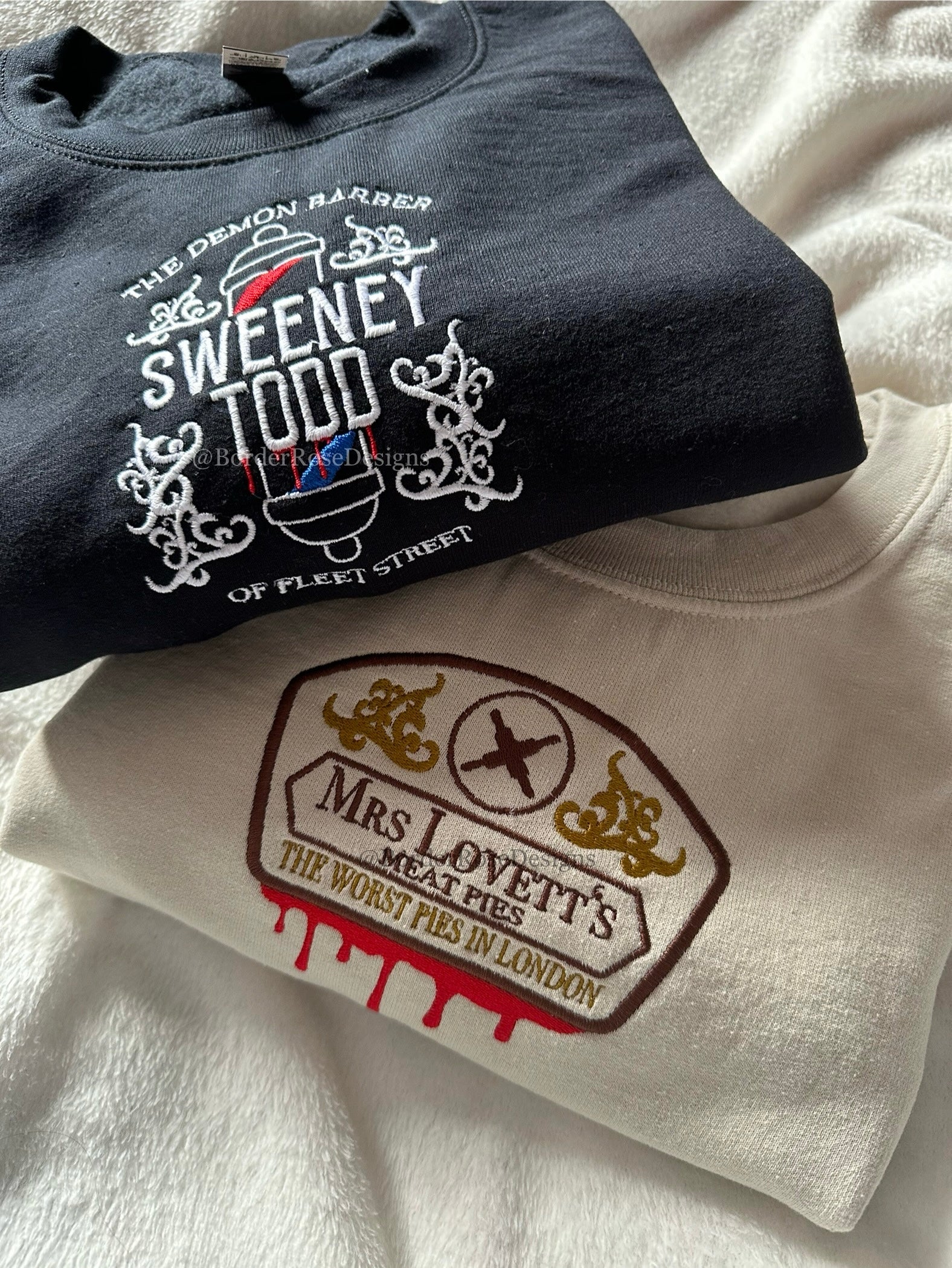 Mrs Lovett's Meat Pies Sweeney Todd Unisex Embroidered Sweatshirt