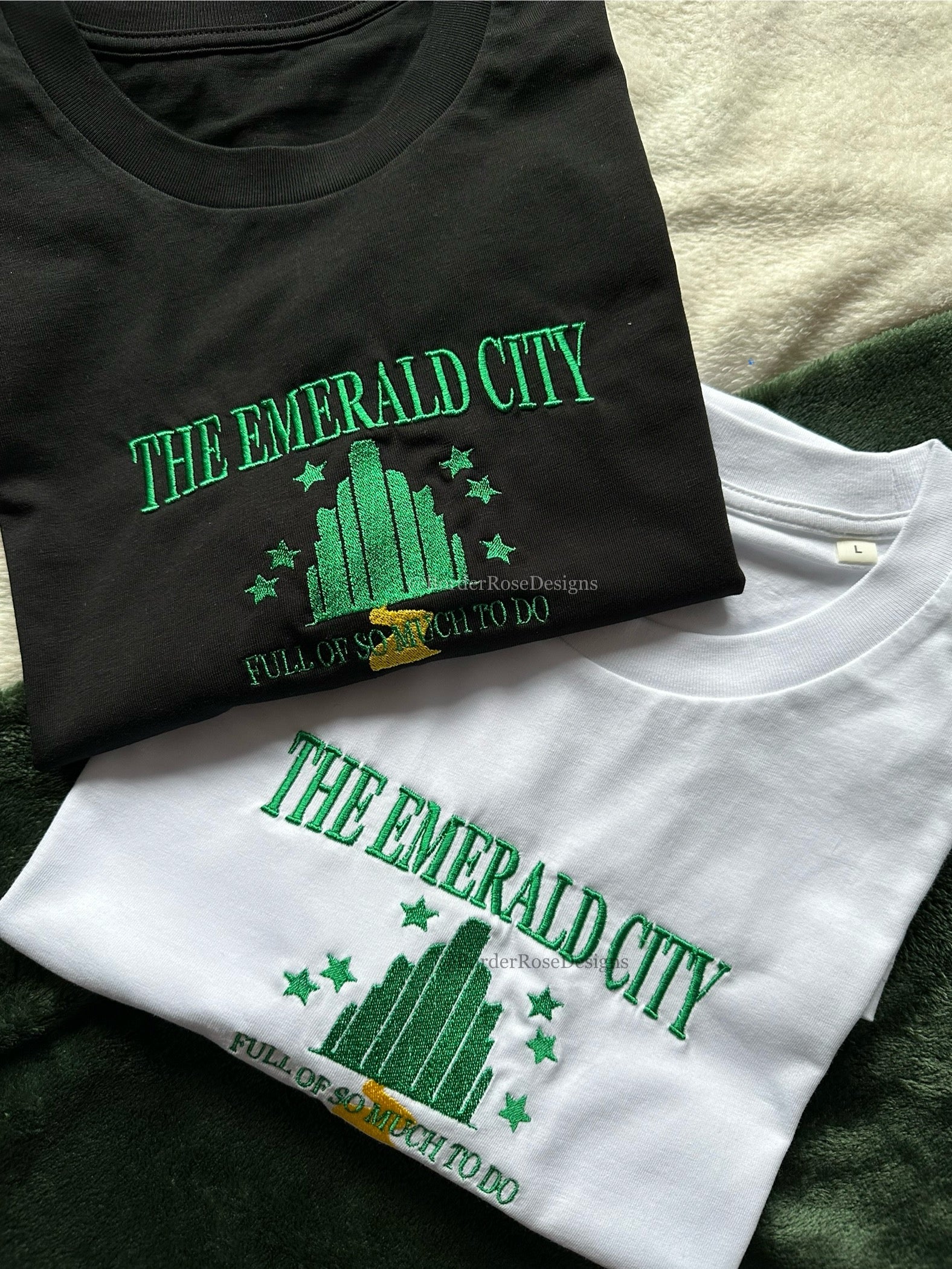The Emerald City One Short Day Wicked Unisex Embroidered T Shirt