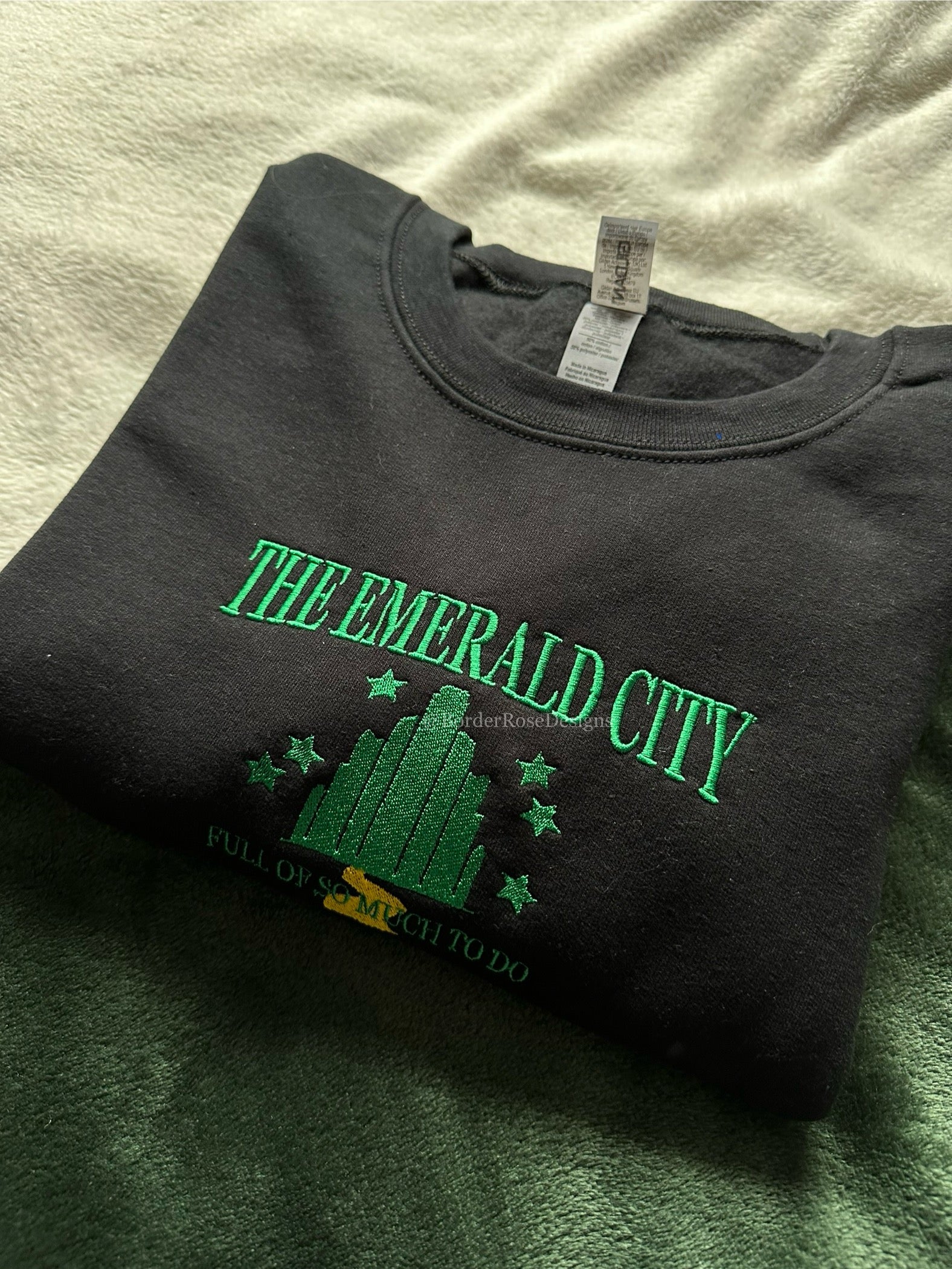 The Emerald City One Short Day Wicked Embroidered Sweatshirt
