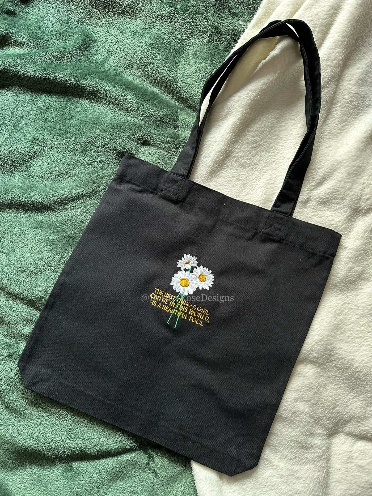 Beautiful Fool Daisy Buchanan Great Gatsby Embroidered Tote Bag