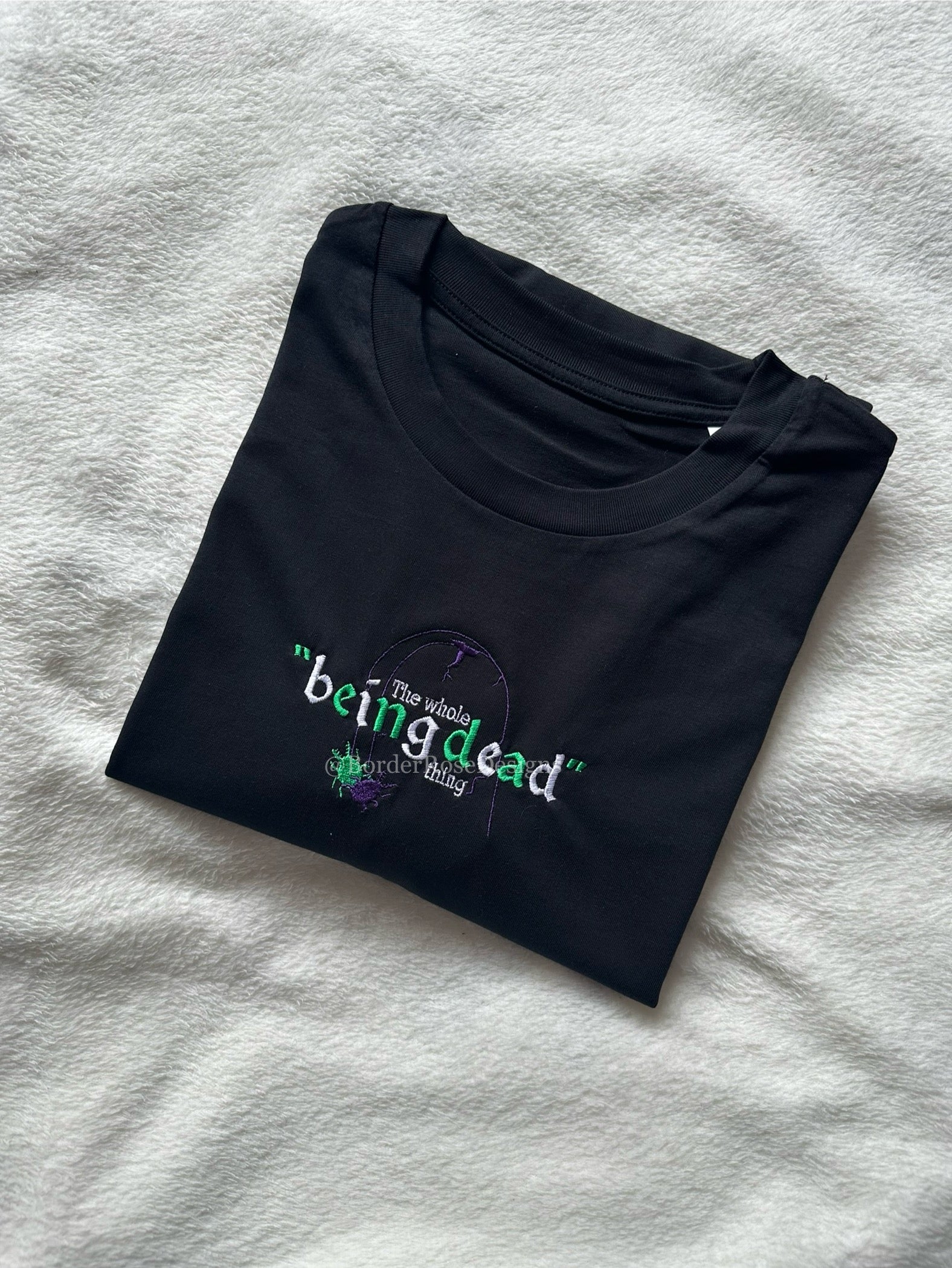 The Whole Being Dead Thing Beetlejuice Unisex Embroidered T Shirt