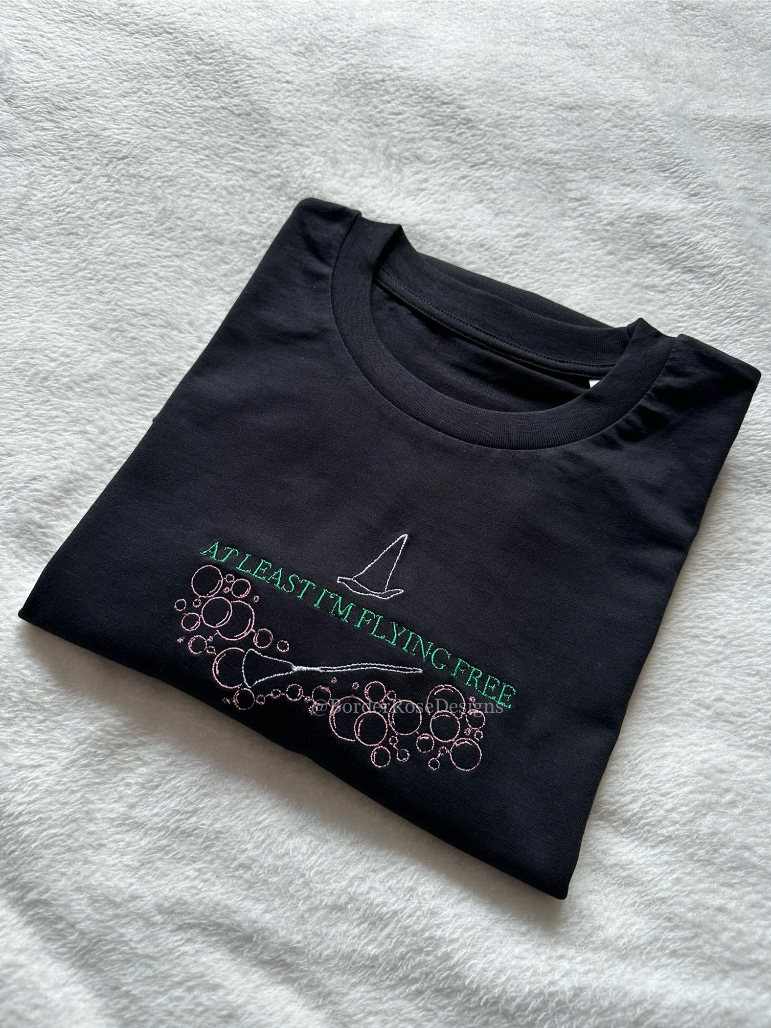 Flying Free Defying Gravity Wicked  Unisex Embroidered T Shirt
