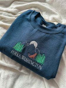 Welcome to Forks Unisex Embroidered Sweatshirt