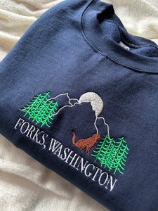 Welcome to Forks Unisex Embroidered Sweatshirt