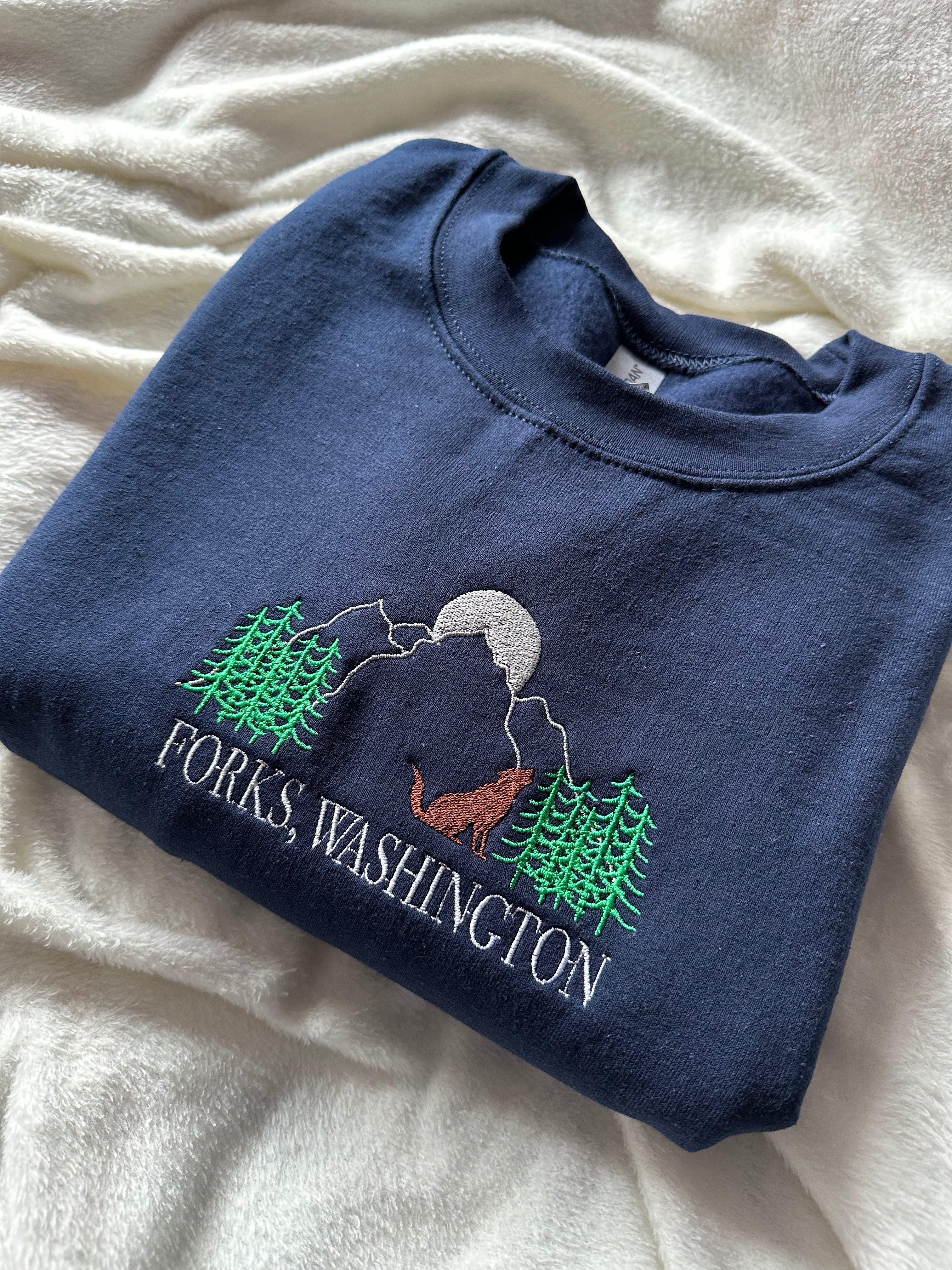 Welcome to Forks Unisex Embroidered Sweatshirt