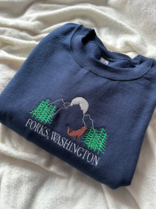 Welcome to Forks Unisex Embroidered Sweatshirt